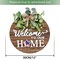 Interchangeable Seasonal Welcome Sign Front Door Decoration, Rustic Round Wood Wreaths Wall Hanging Outdoor